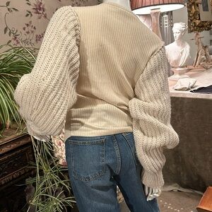 Sloppy style Cool Light body Top Sweater Elongated sleeves Heavy knit